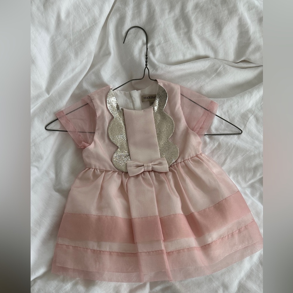 Hucklebones London—Satin Pink and Silver Dress